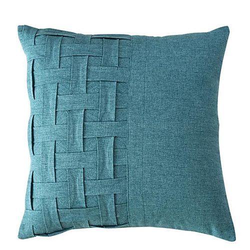 1 Pc Teal Blue With Strips Jute Cushion Cover