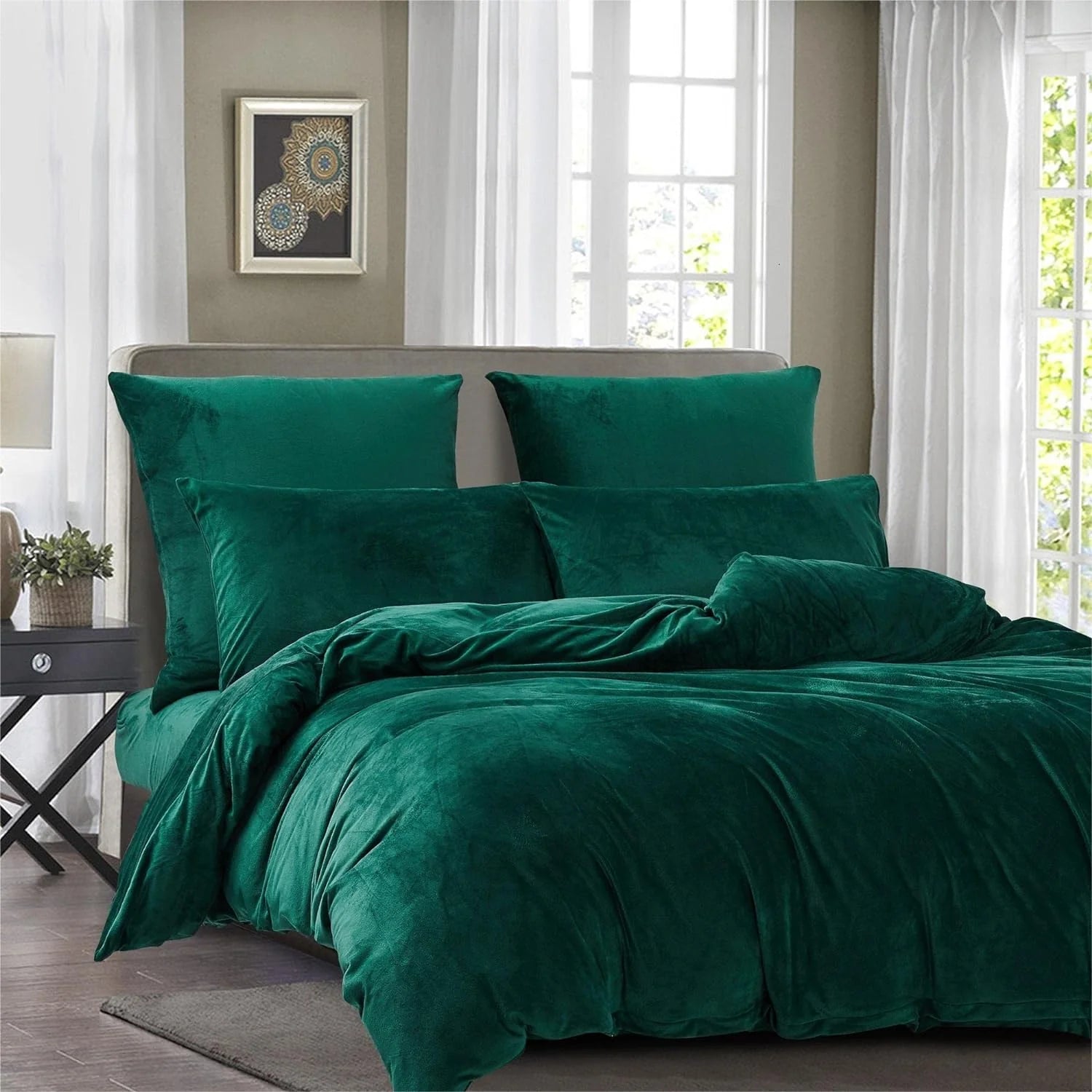 Luxury Velvet Duvet Cover Set - Teal Green