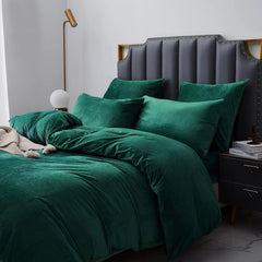 Luxury Velvet Duvet Cover Set - Teal Green