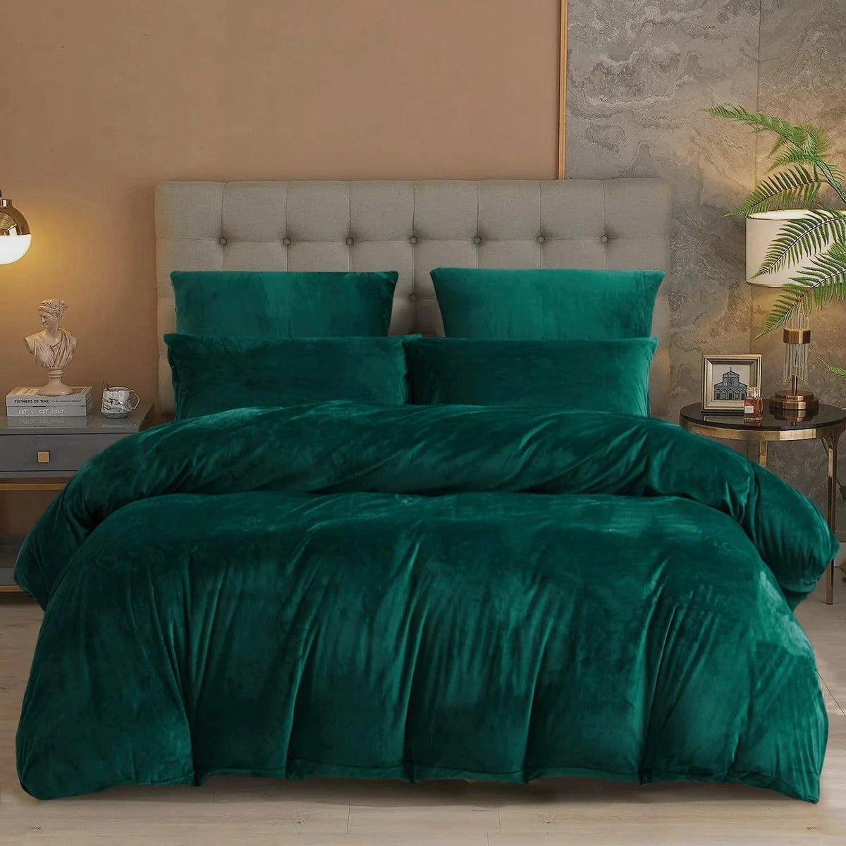 Luxury Velvet Duvet Cover Set - Teal Green