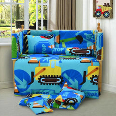 Topup Reversible Printed Kids Baby Cot Set - Blue