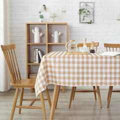 Waterproof Beige Checked Printed Table Cover