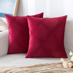 Double Cross Pleated Velvet Cushion Covers - Pack Of 2