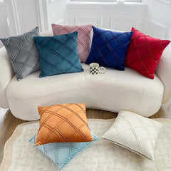 Double Cross Pleated Velvet Cushion Covers - Pack Of 2