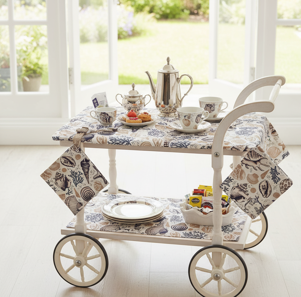 Waterproof Tea Trolley 9 Pcs Set - Sea Shell