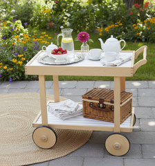Waterproof Tea Trolley 9 Pcs Set - Ticking Stripe Beige