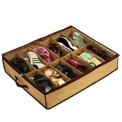 12 Compartment Under Bed Shoe Storage Bag