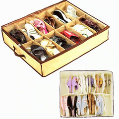 12 Compartment Under Bed Shoe Storage Bag