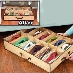 12 Compartment Under Bed Shoe Storage Bag