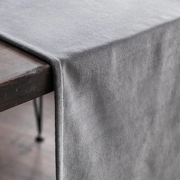 Plain Velvet Table Runner Set - Grey