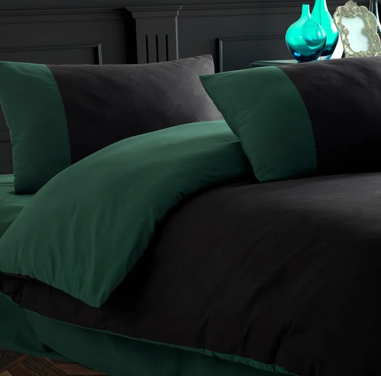 Plain Dyed Reversible Cotton Duvet Cover Sets