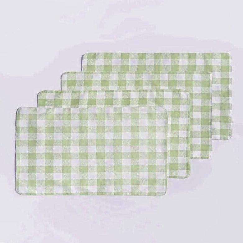 Waterproof Printed Table Mats - Green White Checkered