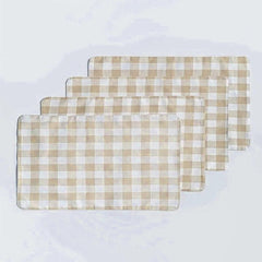 Waterproof Printed Table Mats - Beige Checked