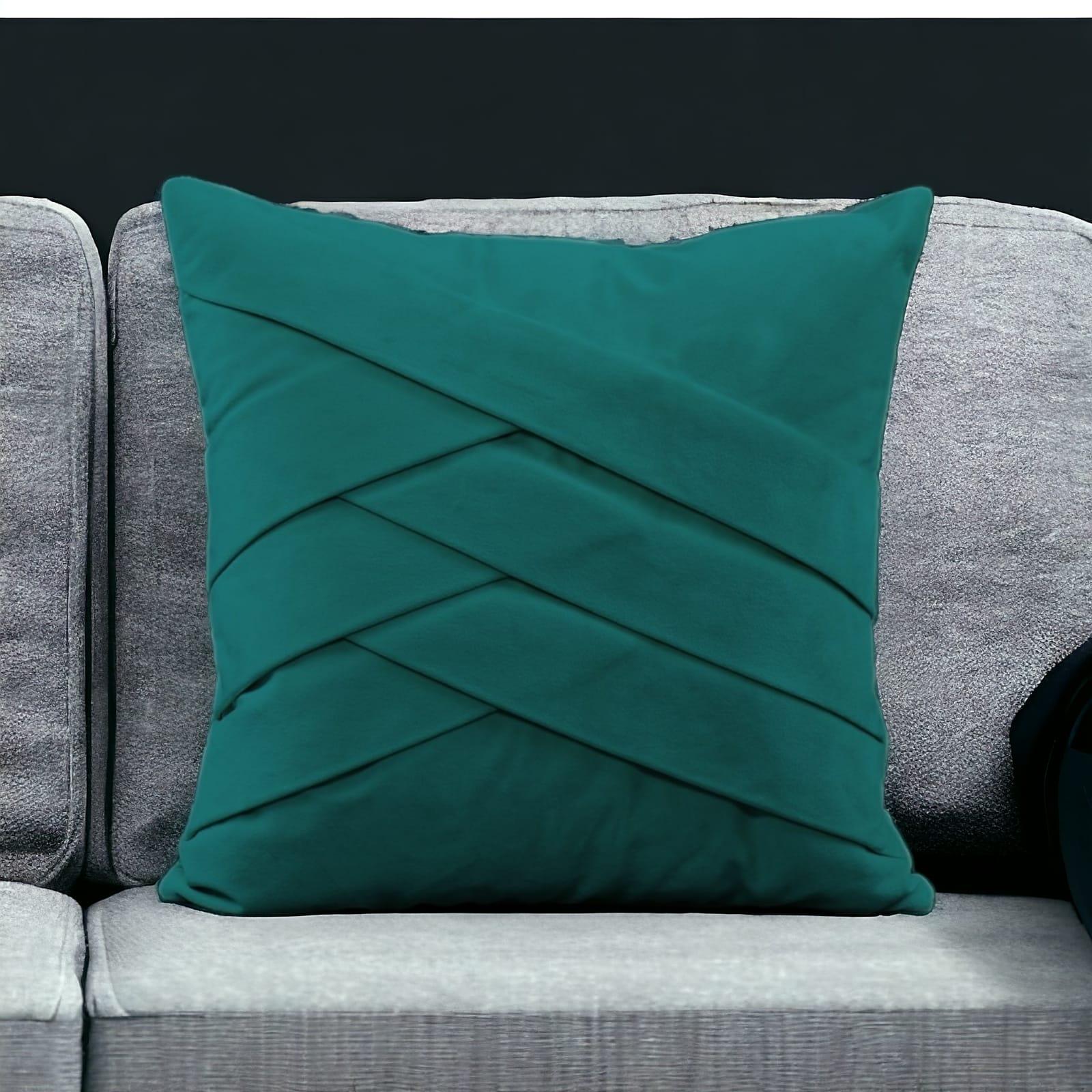 Velvet Dark Teal Welt Cushion Cover - 1 Pc