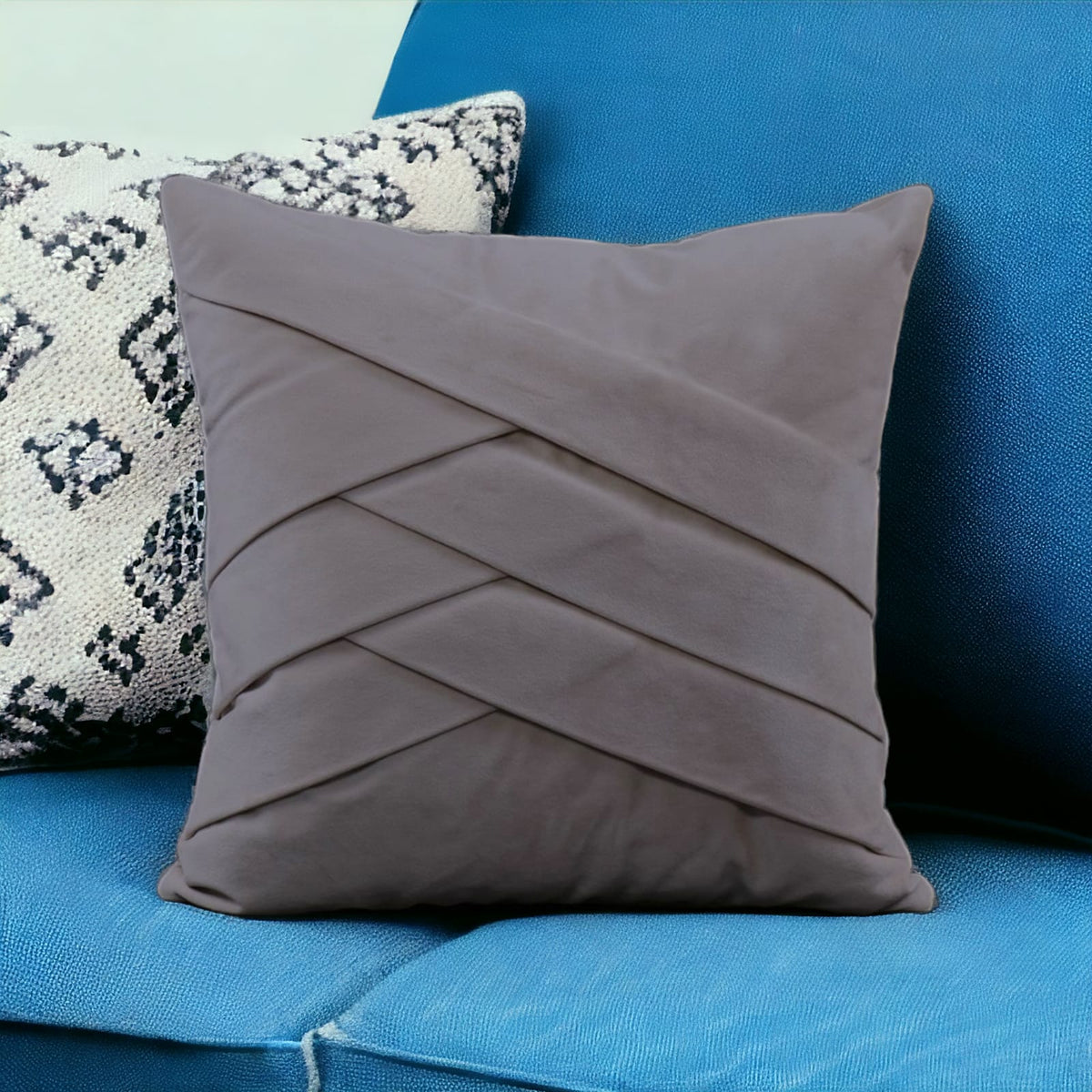 Velvet Grey Welt Cushion Cover - 1 Pc