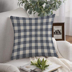 Waterproof Black Checked Printed Cushion Cover-1 Pc