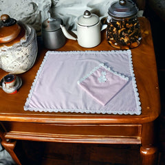 9 Pcs Trolley Mat and Napkin Set With Lace - Pink