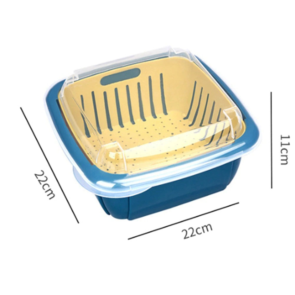 Vegetable Drain Storage Basket With Lid