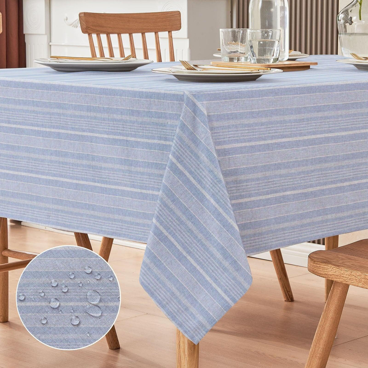 Waterproof Blue Irregular Stripe Printed Table Cover