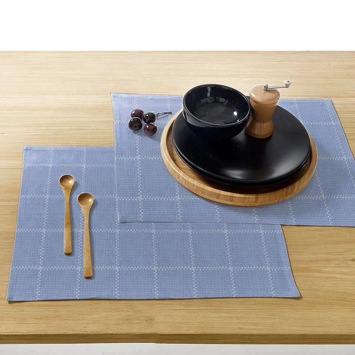 Waterproof Dinning Set - Modern Vintage Blue Check