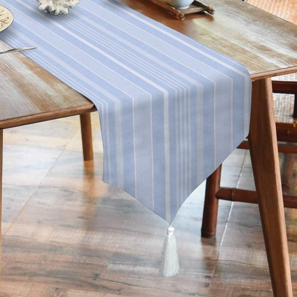 Waterproof Table Runner -Blue Irregular Stripe