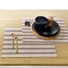 Waterproof Printed Table Mats - Ticking Stripe Grey