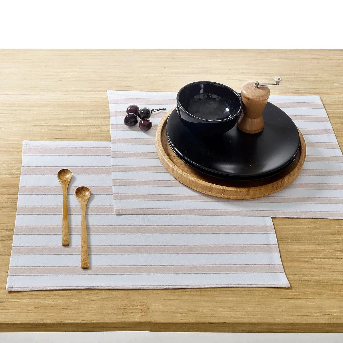 Waterproof Dinning Set - Ticking Stripe Beige