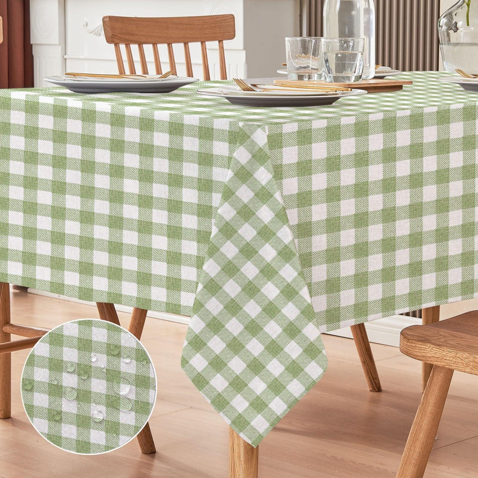 Waterproof Dinning Set - Green White Checkered