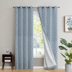 2Pc Waterproof Blackout Printed Curtains - Mosaic