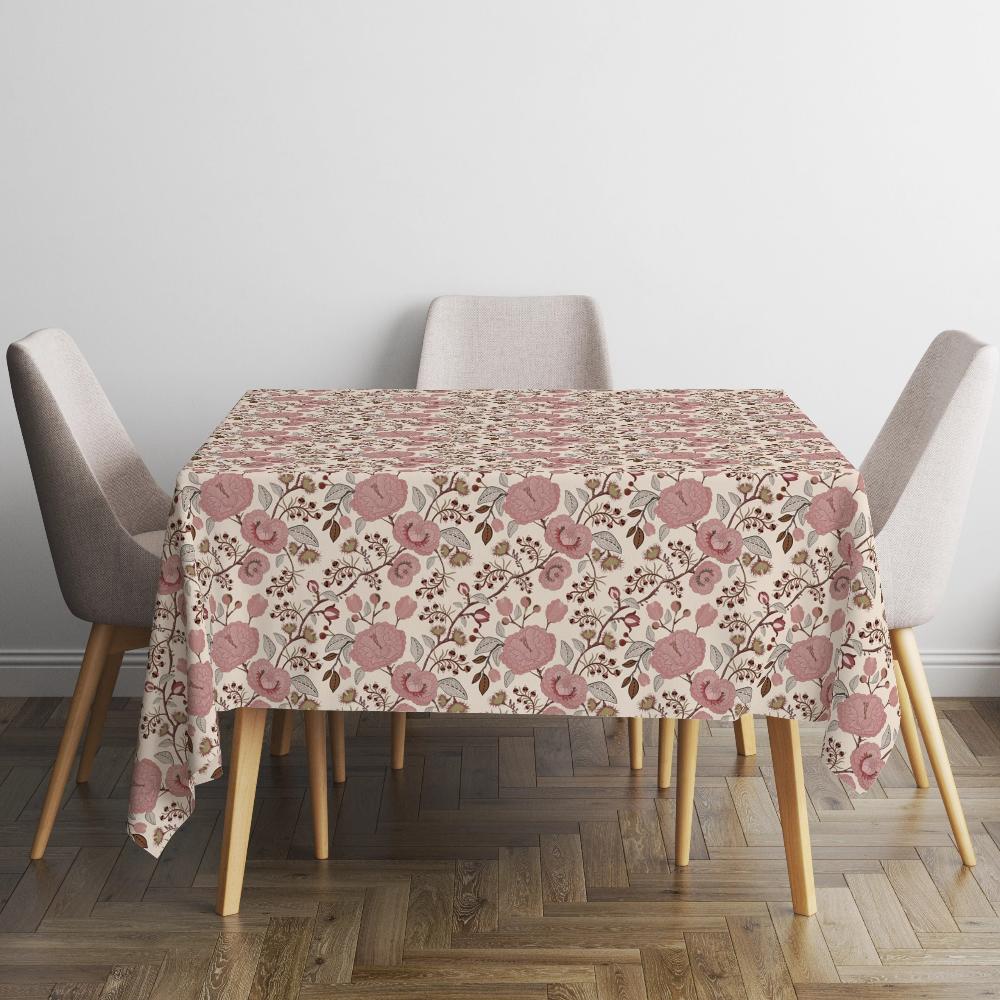 Printed Cotton Table Cover-Pink Floral