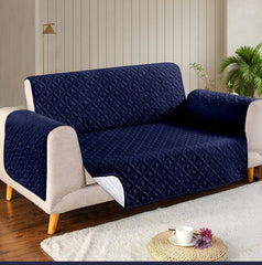 Microfiber Quilted Sofa Cover - Blue