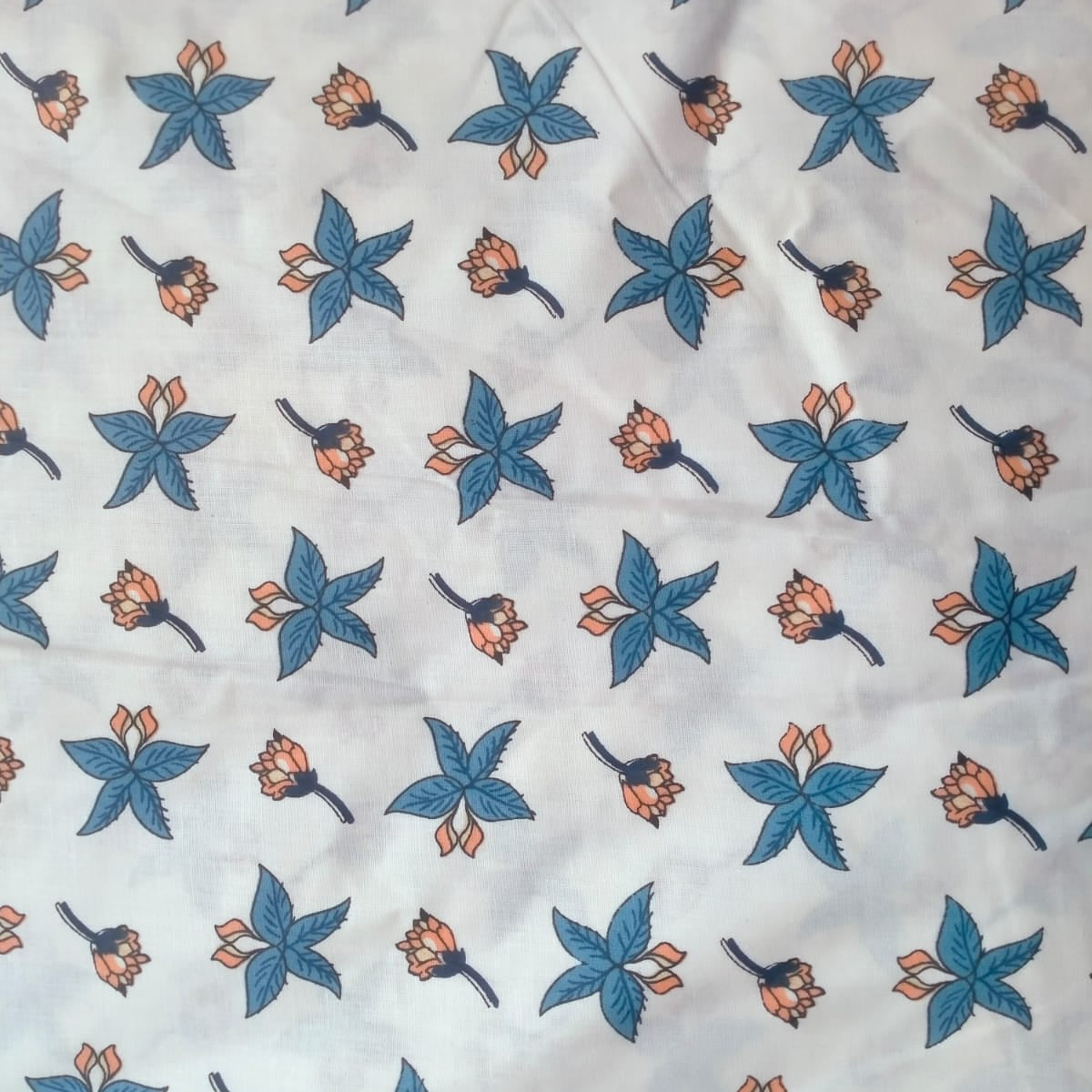 Printed Cotton Table Cover - Ivory Bloom