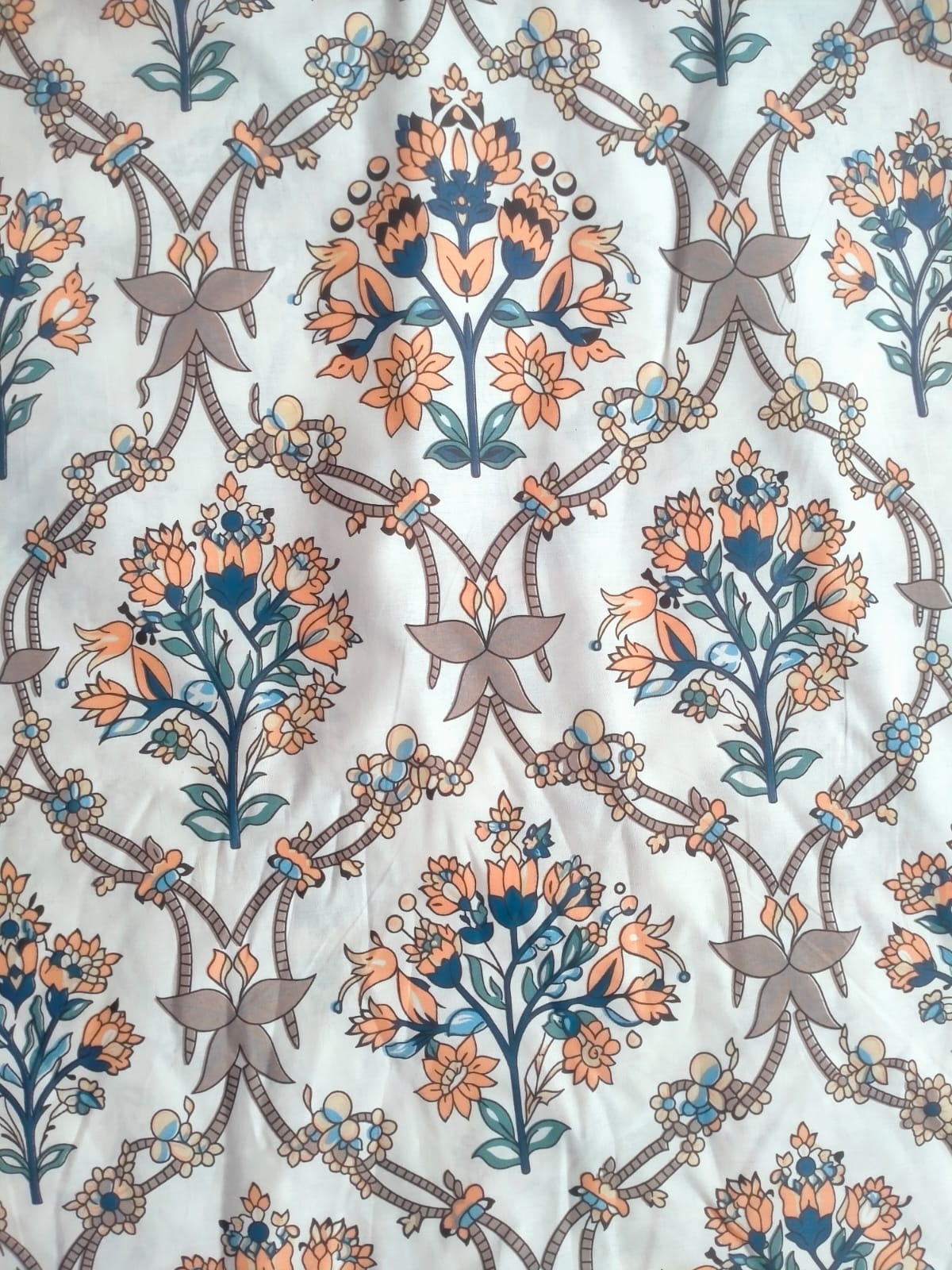 Ivory Garden - Printed Flat Sheet Set, Double Bed, 100% Cotton
