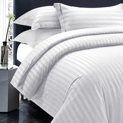 Cotton Satin Stripe Duvet Cover Sets Grey