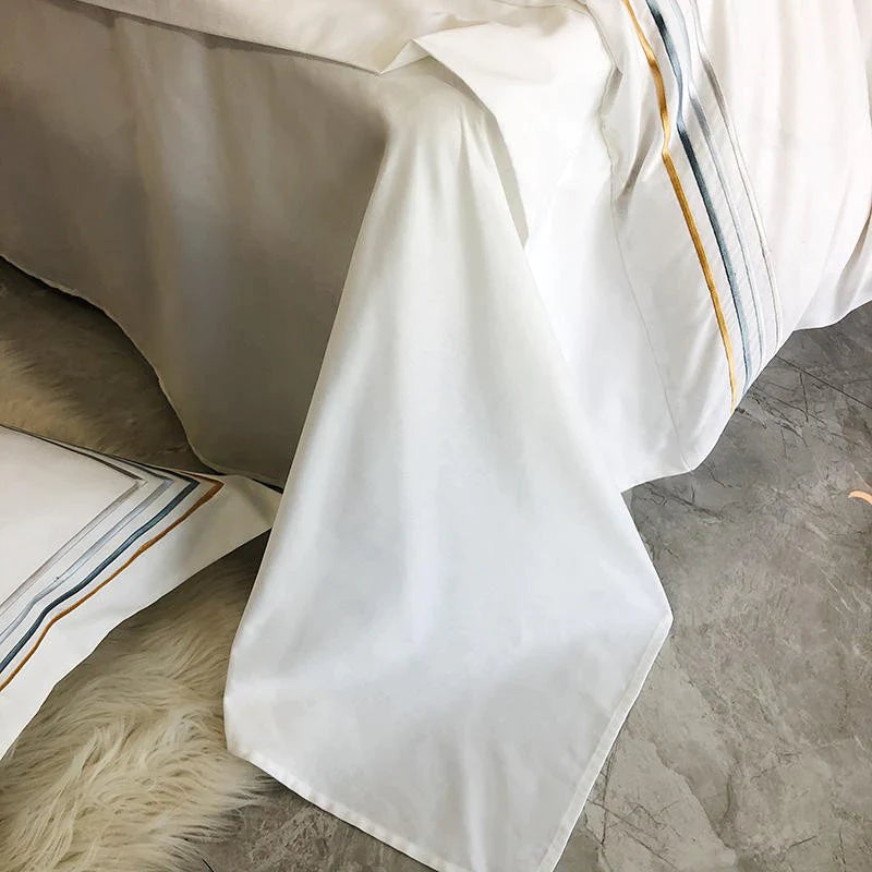 Embroidered Luxury Duvet Set-White