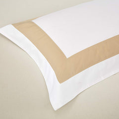 Beige Bordered Cotton Satin Duvet Cover Set