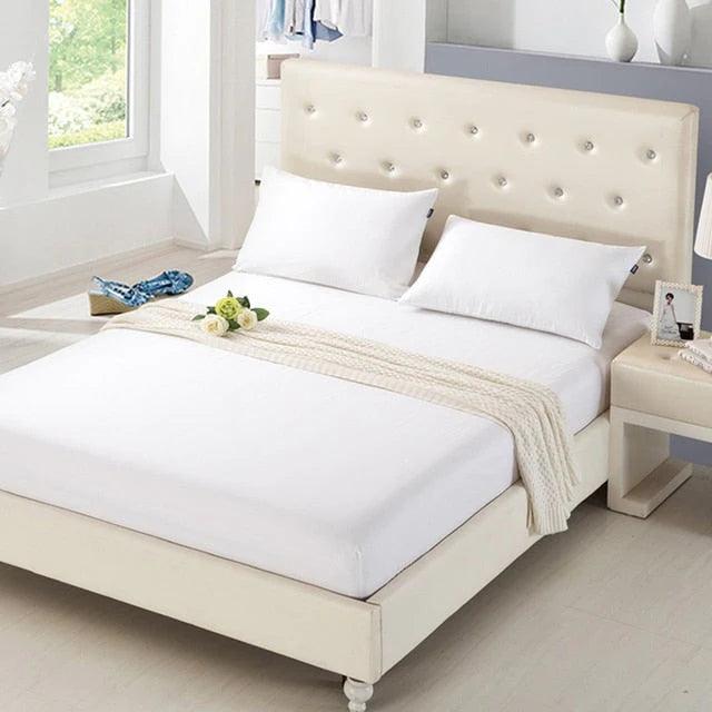 Cotton Fitted Bed Sheet with Pillows-White