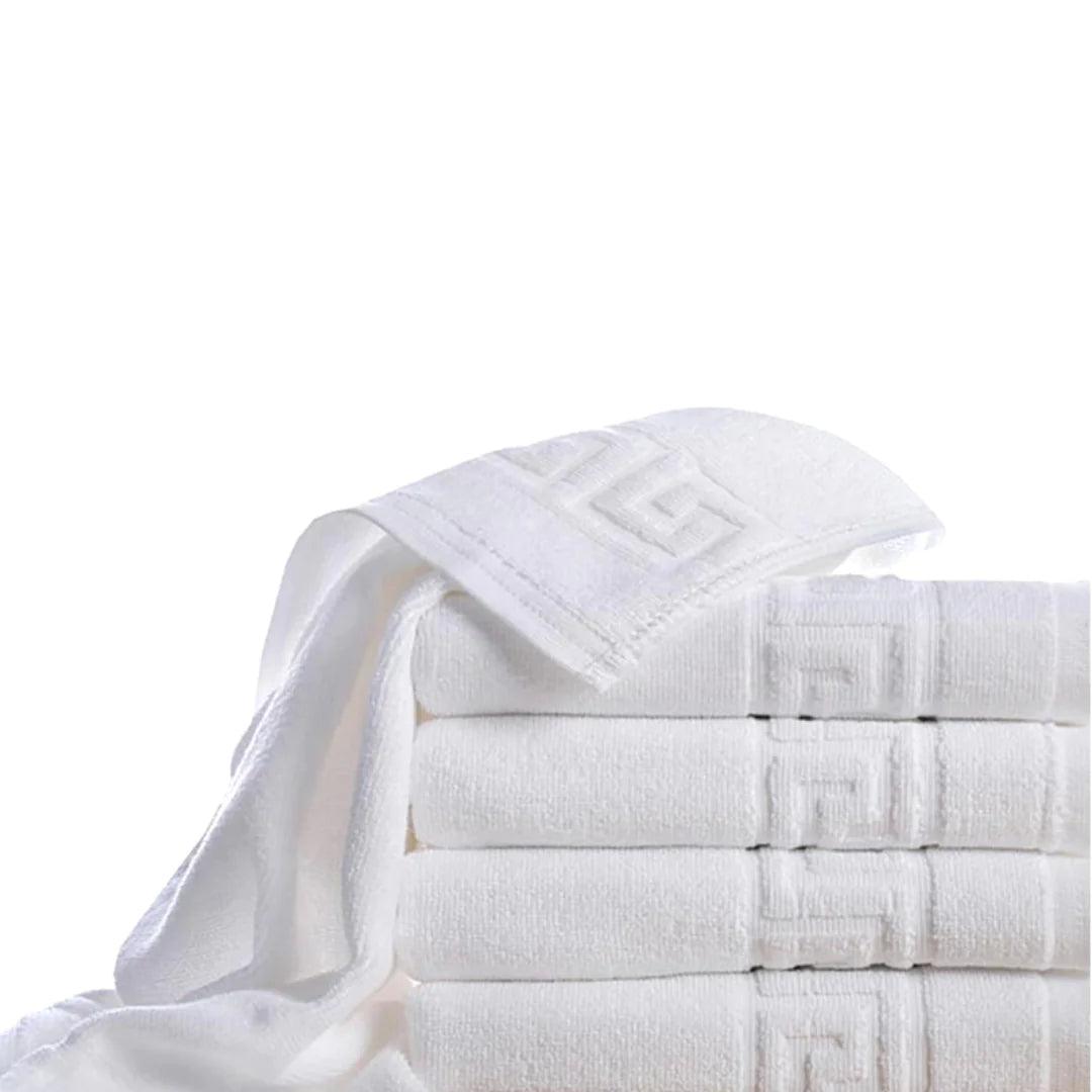 1 Pc Greek Bordered Hotel Bath Towel White - 27x55 Inch