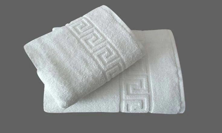 1 Pc Greek Bordered Hotel Bath Towel White - 27x55 Inch