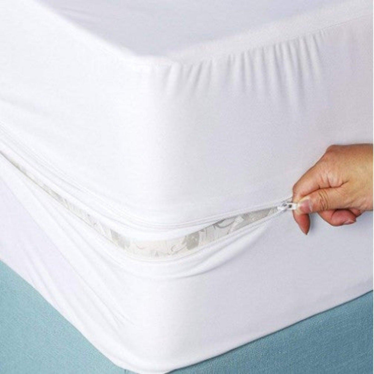 Cotton Zipper Mattress Cover - White