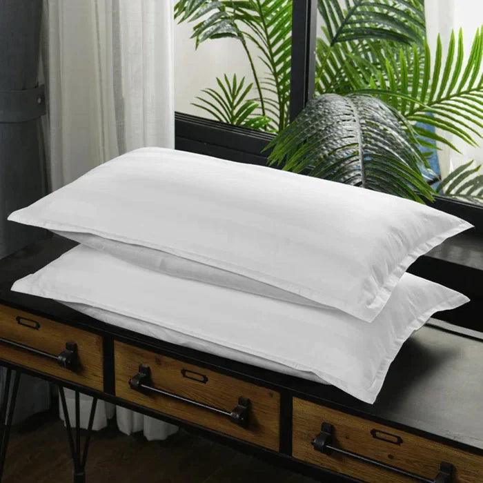 Cotton Satin Stripe Duvet Cover Set White