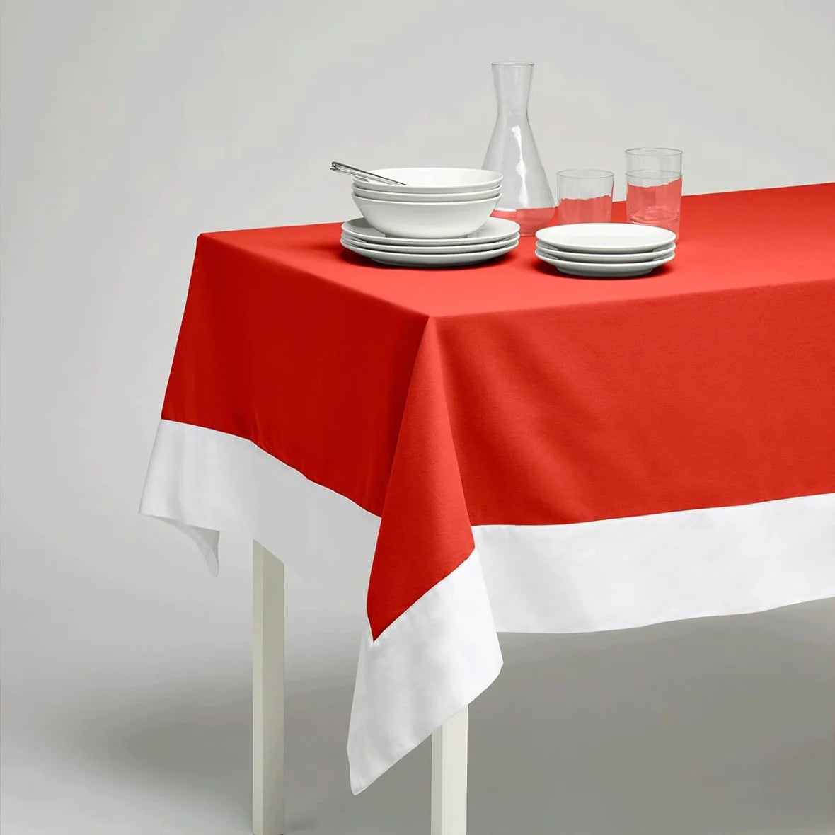 Decorative Tablecloth - Wine Red With White Bordered
