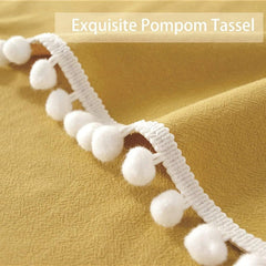 Pompoms Stitching Table Cover - Yellow