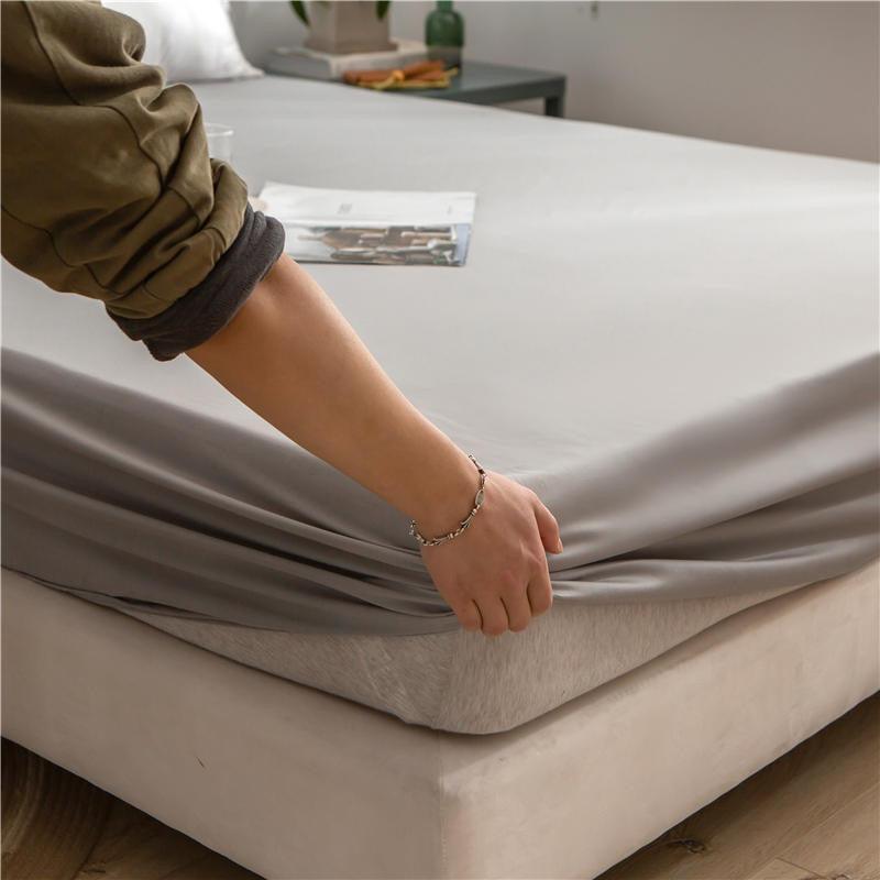 Cotton Fitted Bed Sheet with Pillows-Grey