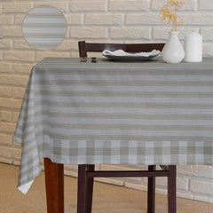 Waterproof Printed Beige stripe Table Cover with Beige check Border