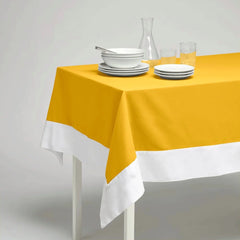 Decorative Tablecloth - Yellow With White Bordered