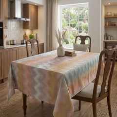 Printed Cotton Satin Table Cover-Zigzag Blush