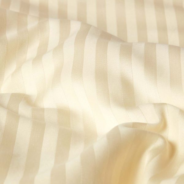 Cotton Satin Stripe Duvet Cover Set - Pastel Yellow