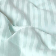 Cotton Satin Stripe Duvet Cover Set - Blue