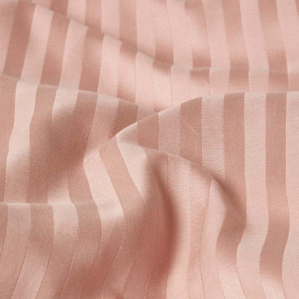 Cotton Satin Stripe Duvet Cover Set - Blush Pink